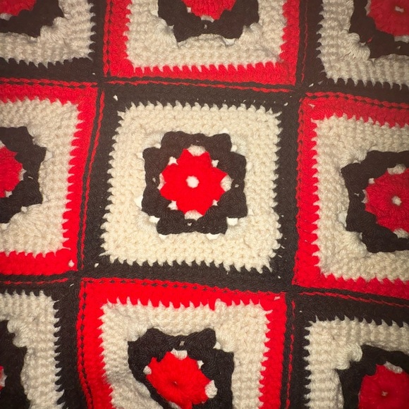 Holiday Knit Crochet Blanket Vintage Christmas handmade - Picture 2 of 8